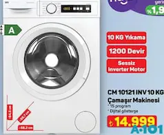 SEG CM 10121 INV 10 KG ÇAMAŞIR MAKİNESİ fiyat ve kampanya bilgisi